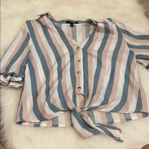 Fashion nova cotton candy striped button down tee